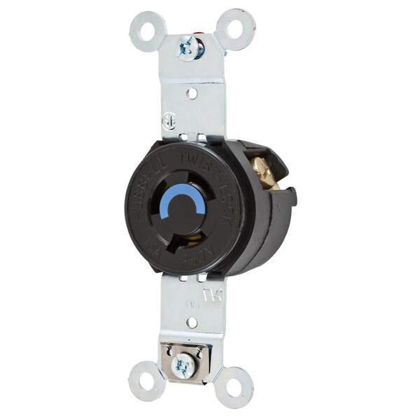 Duplex Locking Receptacle, L6-15R, 15 A, 250V AC, Single Phase, 2 Pole, Screw Terminals, Brown